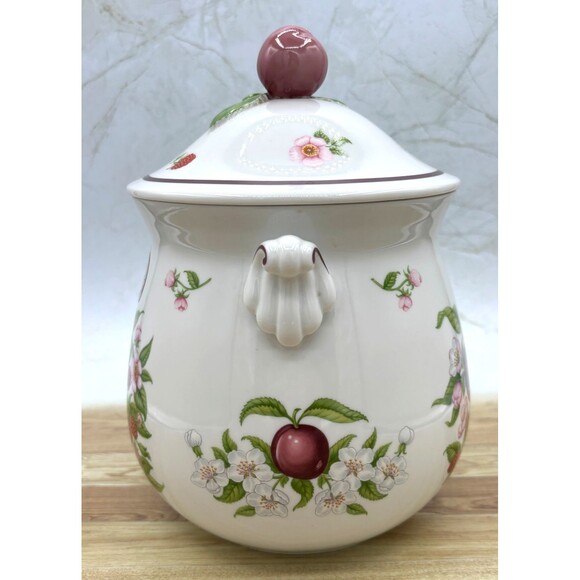 Lenox Ceramic Coffee Canister Orchard Fruit & Floral Design w/Lid Fine Porcelain - Picture 2 of 16